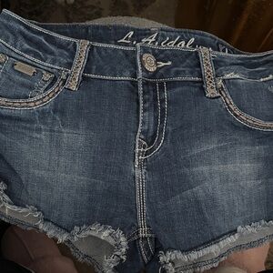 L.A. Idol Blue Distressed Frayed Hem Denim Shorts